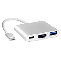 USB 3.1 Type-C хаб розгалужувач 3в1 на HDMI + USB 3.0 + Type-C для харчування, 105552