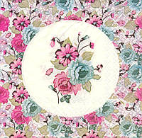 Салфетка для декупажа Розовые и голубые цветы 5374