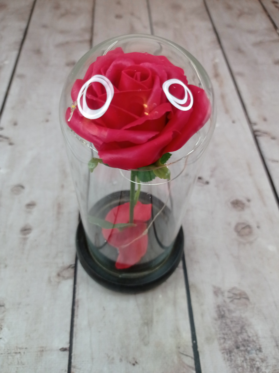 Ночник вечная роза Искусственная роза под стеклянным куполом С Led подсветкой Настоящие фото - фото 2 - id-p1415377682