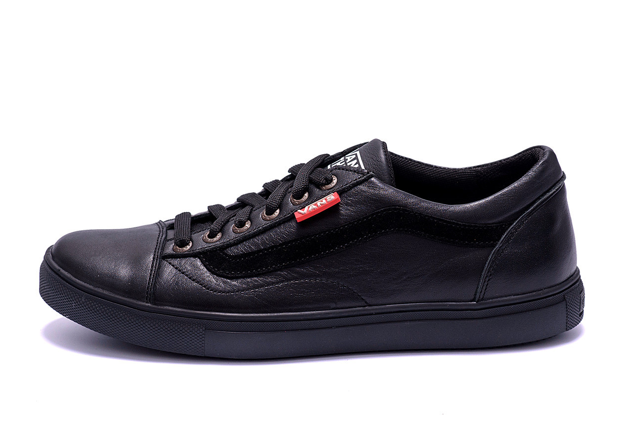 Мужские кожаные кеды Vans Clasic Black (;)