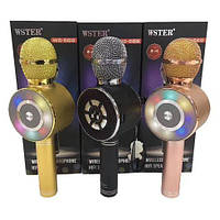 Караоке мікрофон Wster WS-669 бездротовий мікрофон з вбудованим динаміком (USB, microSD, AUX, Bluetooth)