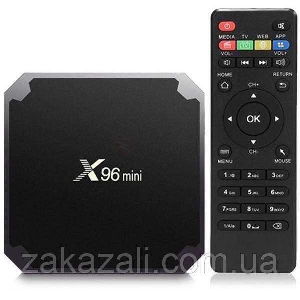 Приставка смарт тв бокс smart tv box x96 mini 4-ядерна 2 Гб/16Гб андроїд 7.1.2 чорний 4K, фото 1