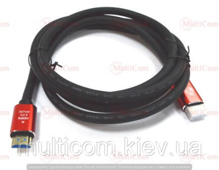 05-07-244. Шнур HDMI (штекер - штекер), version 2.0, AtCom, в блістері, Red/Gold, 2м