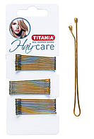 Невидимки для волосся прямі 5 см золотисті 30 шт. TITANIA art.8061/A