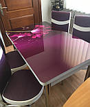 Розкладний обідній кухонний комплект стіл і стільці з 3D малюнком "Бузкова квітка" ДСП скло 70*110 Лотос-М 3д, фото 2