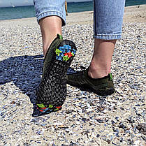 Зелені аквашузи жіночі та чоловічі коралкі акваобувь шльопанці для моря аква взуття сліпони мокасини на море пляж, фото 3