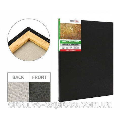 Підрамник, 40*50 см, дрібне зерно, Чорний ґрунт, бавовна, ТМ "Етюд", фото 1