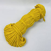 Бавовняна кольорова вірьовка для рукоділля жовта 6 мм 50 м