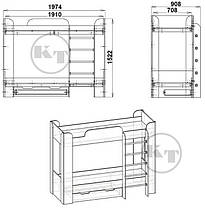 Ліжко двоярусне Твікс-2  70х190 1522х908х1974мм Компаніт, фото 2