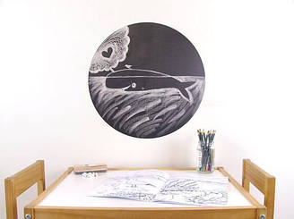 Крейдяна наклейка Коло куля окружність грифельні наклейки для малювання крейдою на стіну 300х300 мм