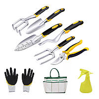 Набор садовых инструментов Lesko CG-8502 Yellow из 9 предметов с сумкой (4470-13779) [7592-HBR]