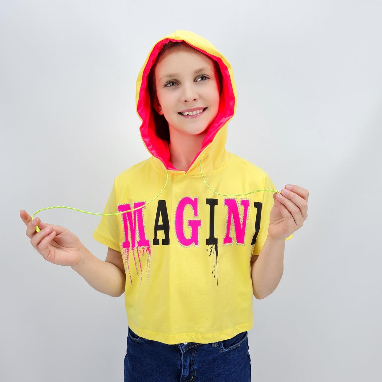 1362жел Кроп топ Футболка з капюшоном дівчинці тм Walenti розмір 158 см