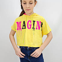 1362жел Кроп топ Футболка з капюшоном дівчинці тм Walenti розмір 158 см, фото 5