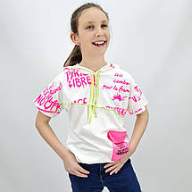 1330мол Молочна футболка для дівчинки з капюшоном тм Walenti, фото 3