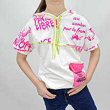 1330мол Молочна футболка для дівчинки з капюшоном тм Walenti, фото 2