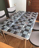 Розкладний обідній кухонний комплект стіл і стільці з 3D малюнком "Сіра мозаїка" ДСП скло 70*110 Лотос-М 3д, фото 2