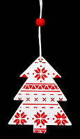 Набор новогодних украшений 6,5 см, Елка, 4 шт, компл., дерево, цвет белый с красным