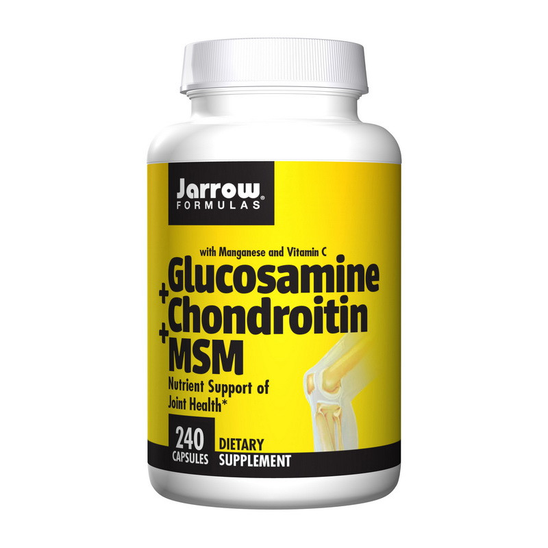 Глюкозамін хондроїтин МСМ Jarrow Formulas Glucosamine + Chondroitin + MSM 240 капсул, фото 1
