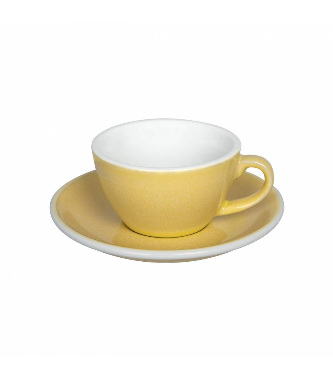 Чашка і блюдце для кави з молоком Loveramics Egg Flat White, 150 мл, Butter Cup