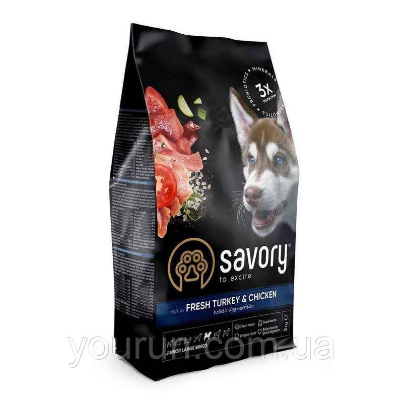 Savory Junior Large Turkey & Chicken - корм для цуценят великих порід (індичка/курка) 3 кг