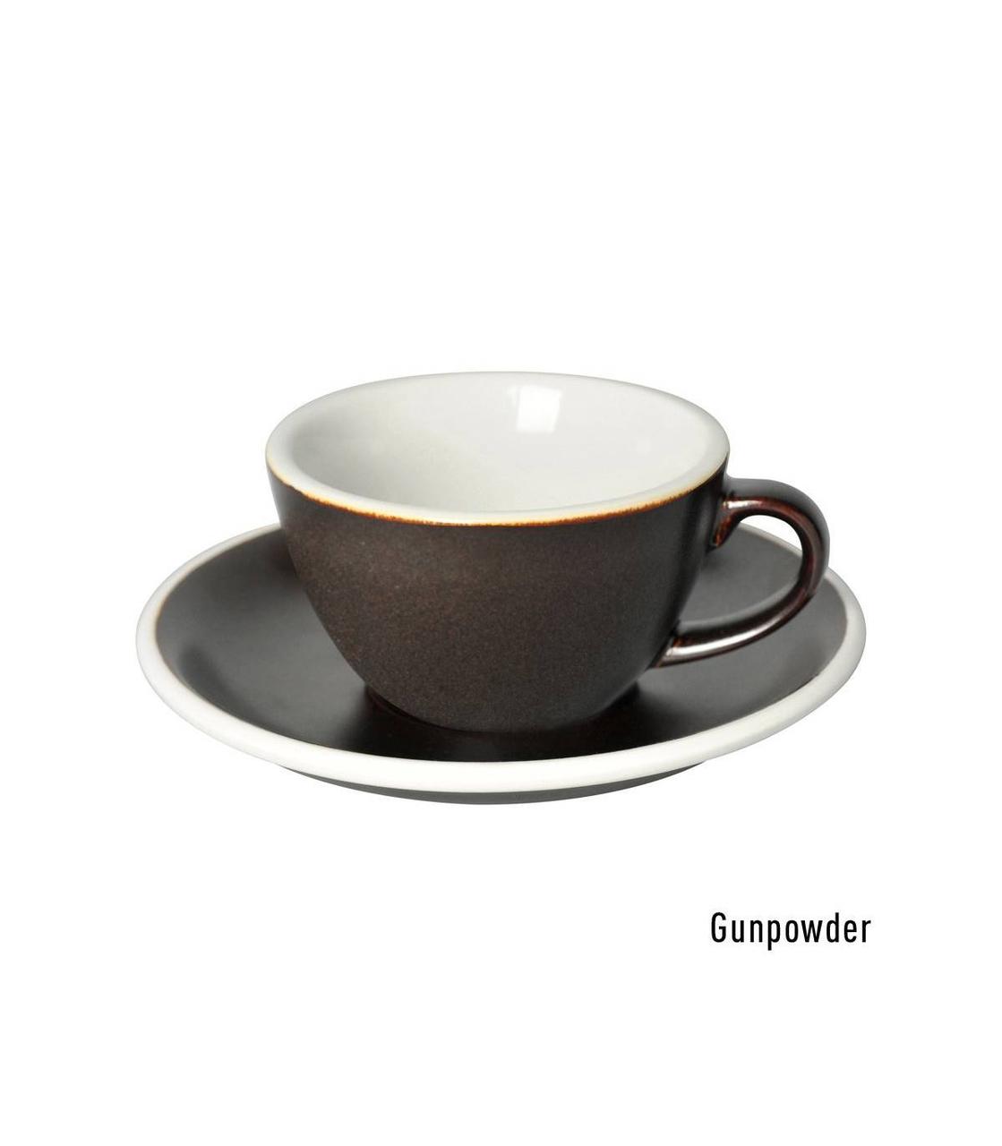 Чашка і блюдце для кави з молоком Loveramics Egg Flat White, 150 мл, Gunpowder