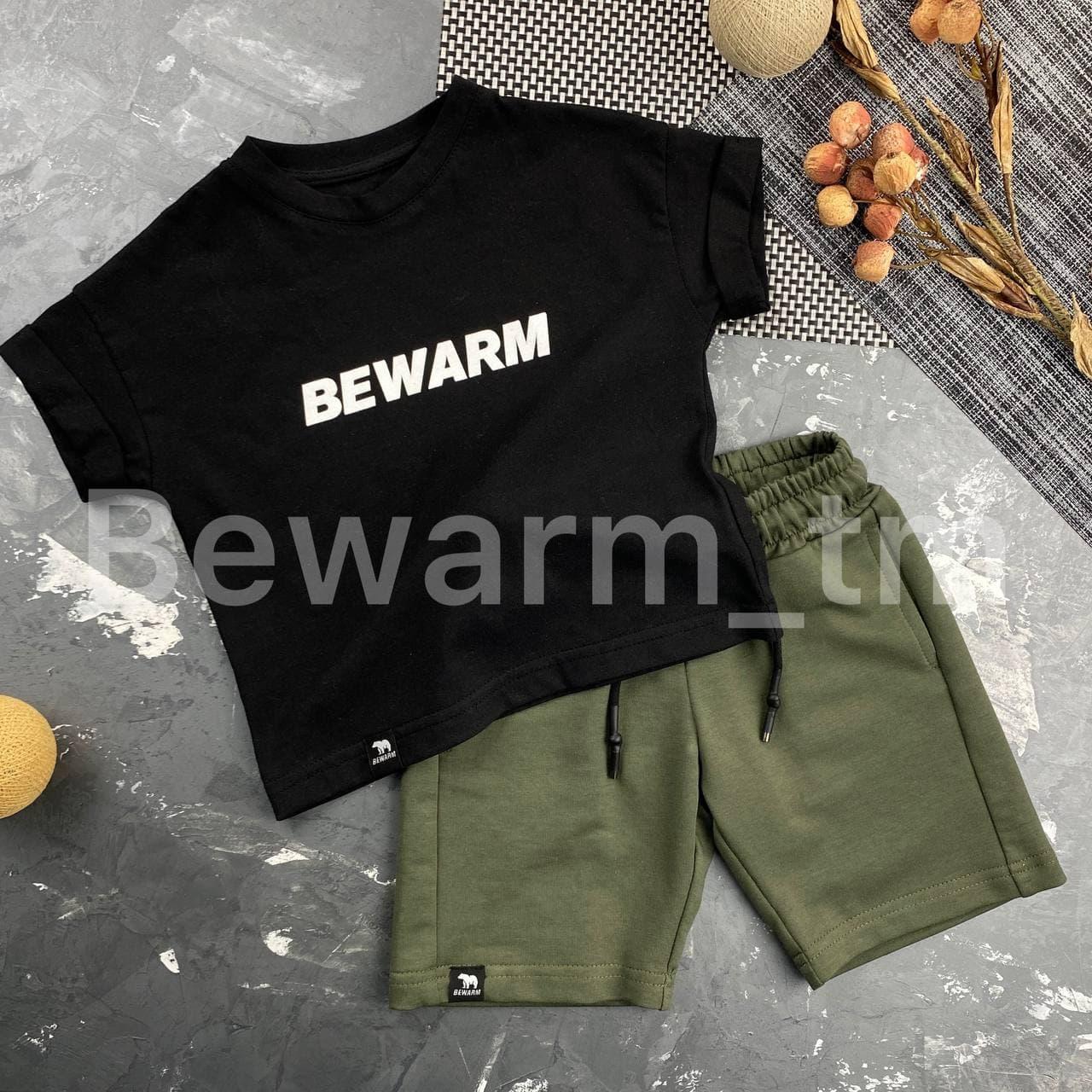 Детская футболка черная с принтом BEWARM - фото 9 - id-p1414105529