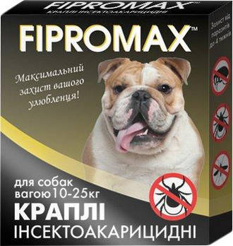 Краплі від бліх та кліщів для собак вагою 10-25 кг FIPROMAX 2 шт/уп