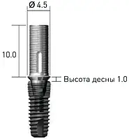 Абатмент SuperLine временный,титан,без 6-ти гранника, диам.=4.5мм, высота ясен=1.0мм, № RAB45TN