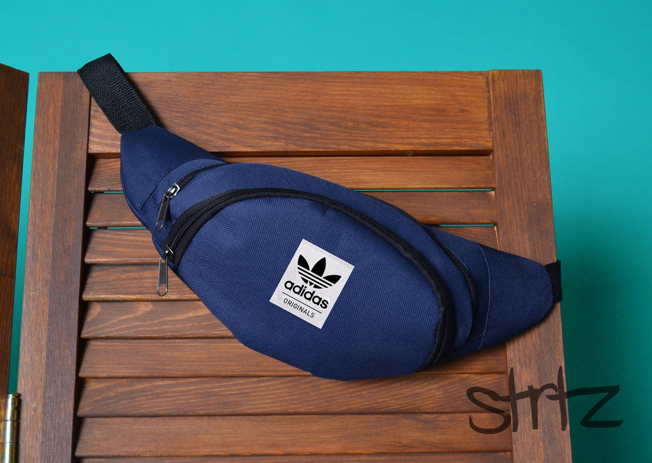 Поясная сумка бананка сумка на пояс синяя качественная Adidas Originals - фото 1 - id-p1415663483