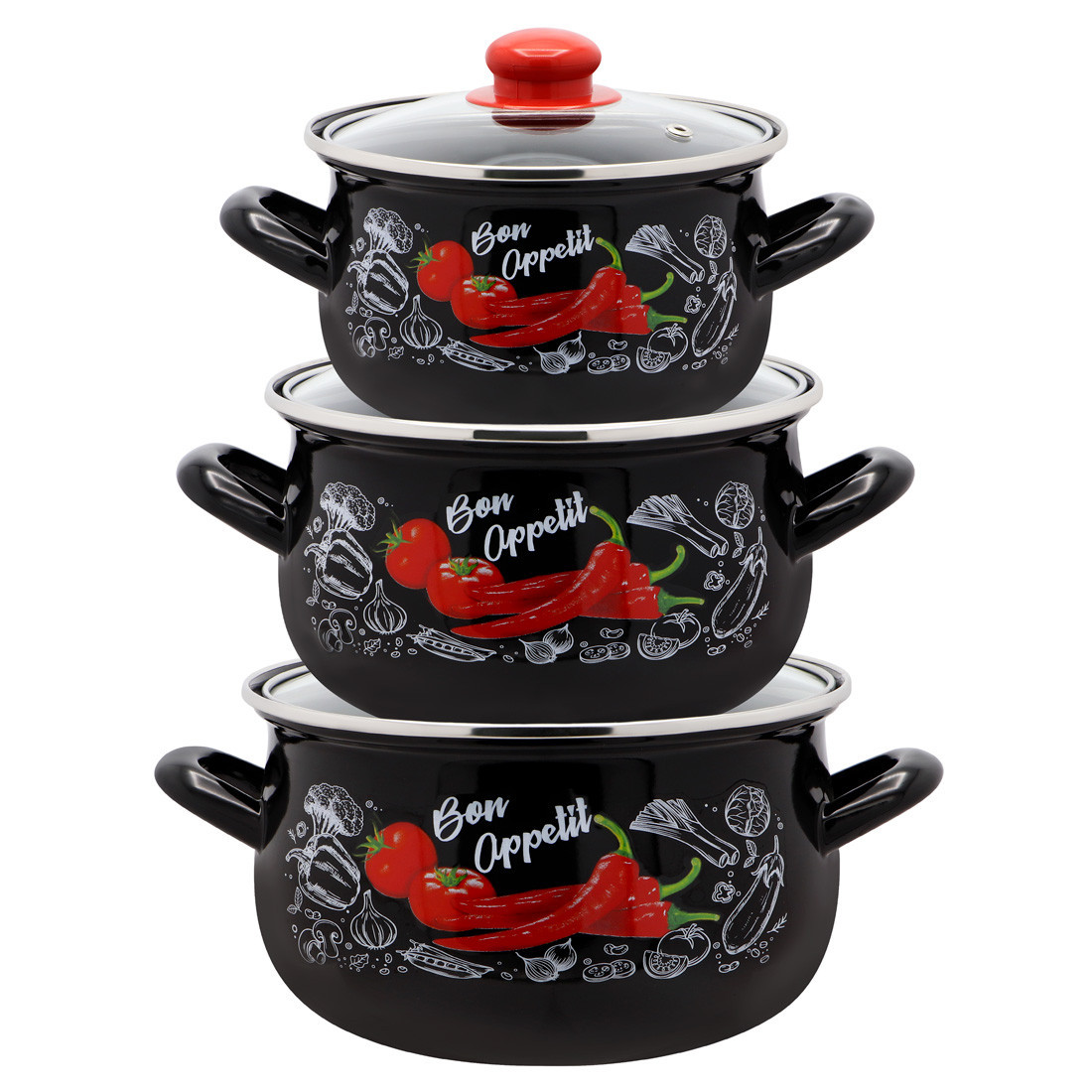 Набір каструль для індукційної плити Interos "Перець" 565