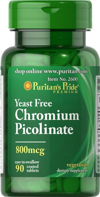 Піколін хрома Chromium Picolinate 800 mcg Yeast Free 90 таблеток