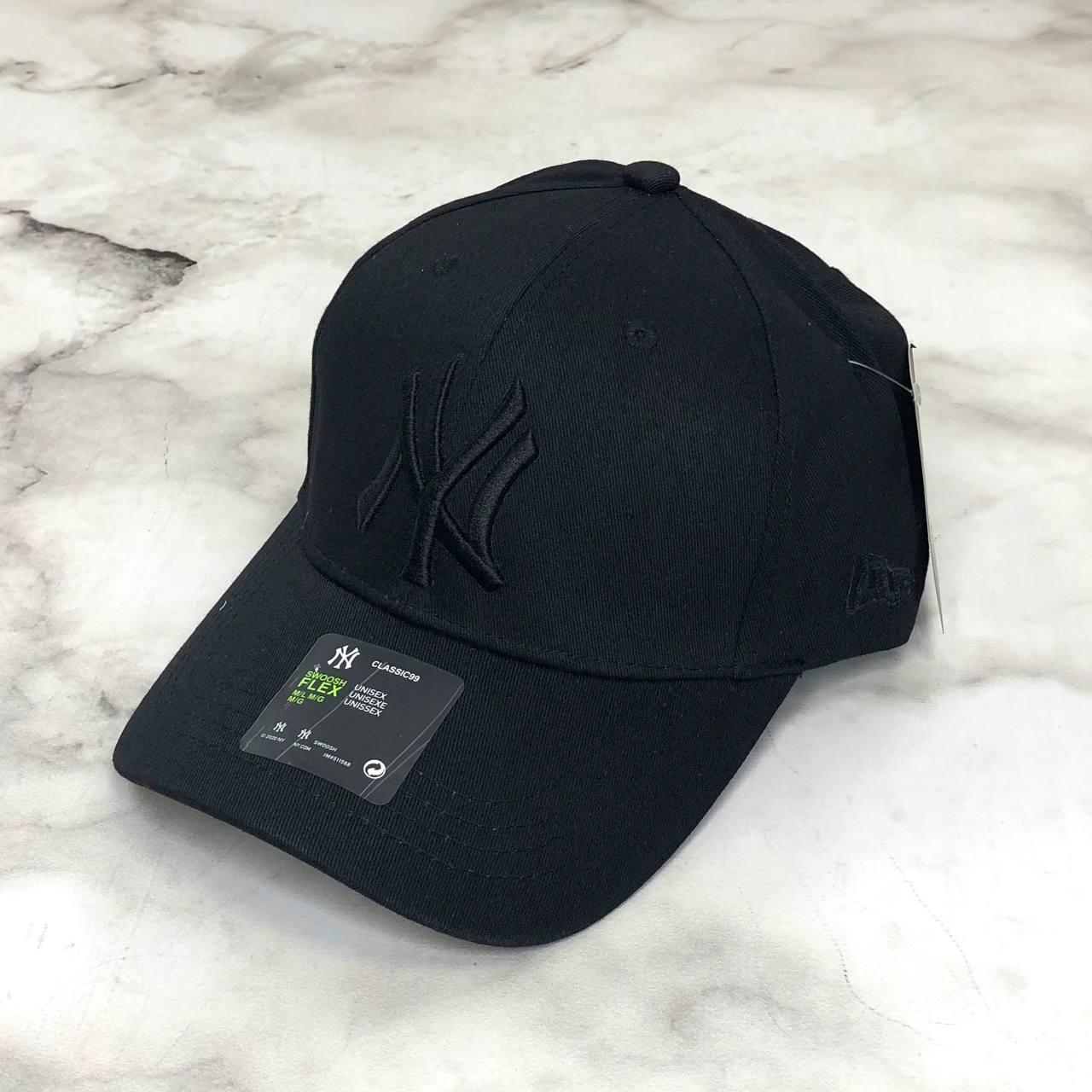 Кепка Бейсболка Чоловіча Жіноча New Era New York Yankees NY Чорна з Чорним лого
