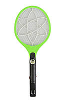 Электро ракетка от комаров с фонариком Зеленая электрическая мухобойка от комаров, мух | електромухобійка (VF)