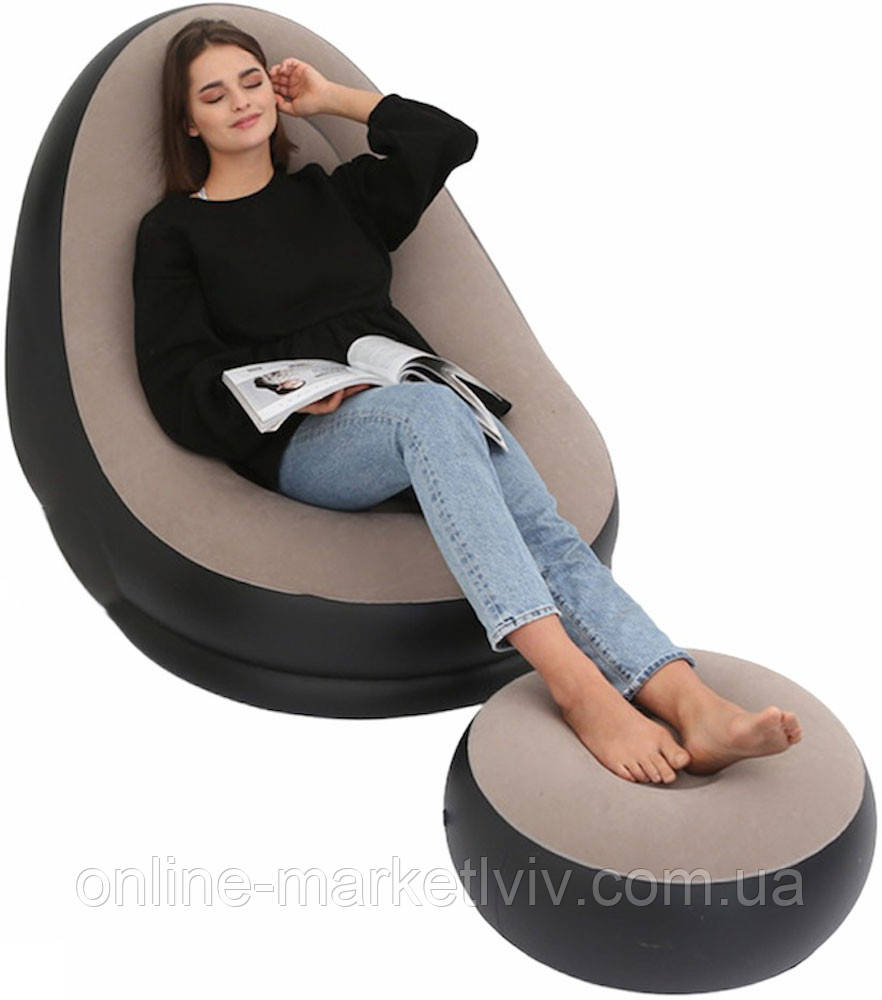 Купить Надувной диван с пуфом и насосом Air Sofa - 116х98х83см Intex ...