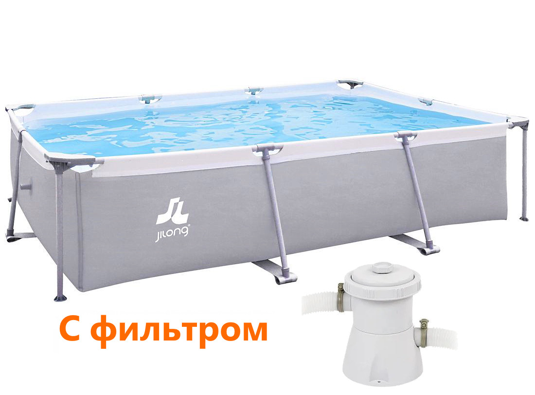 Басейн каркасний прямокутний Jilong 17771EU (300 х 207 x 65 см) з фільтром. Басейн каркасний.