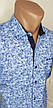 Чоловіча сорочка стильна Gold Milano vк-0015 блакитна приталені у візерунок Туреччина з коротким рукавом теніска, фото 8