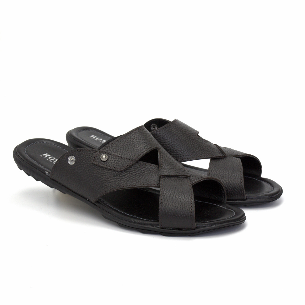 Взуття великих розмірів чоловіча Капці шкіряні чорні Rosso Avangard Slipper Black Flotar BS, фото 1