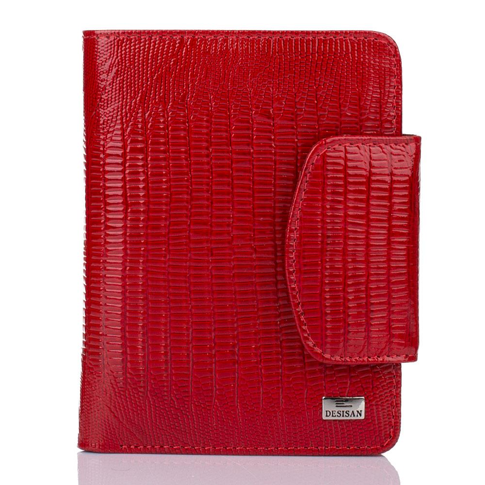 Жіночий гаманець портмоне шкіряний компактний тонкий Desisan червоний