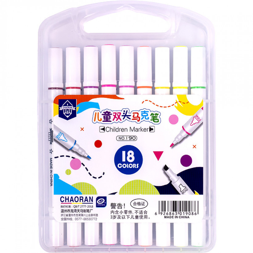 Фломастери для скетчів двосторонні 18 кольорів Children Marker
