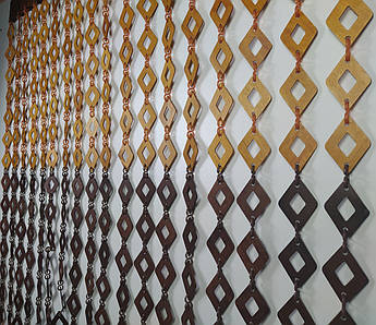 Дерев’яні штори «Ромб» 1×2 м | коричнево-темні та рижі ромбики | декоративна штора на дверний отвір