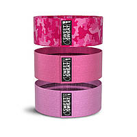 Набор тканевых резинок для фитнеса Sport Research Sweet Sweat Hip Bands Pink (3 шт)