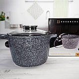 Каструля-казан із гранітним антипригарним покриттям 10.2 л 28 см Edenberg EB-8009 Індукційний казан із кришкою, фото 4