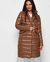 Куртка женская утепленная демисезонная удлиненная стеганая LS-8867-24 коричневая