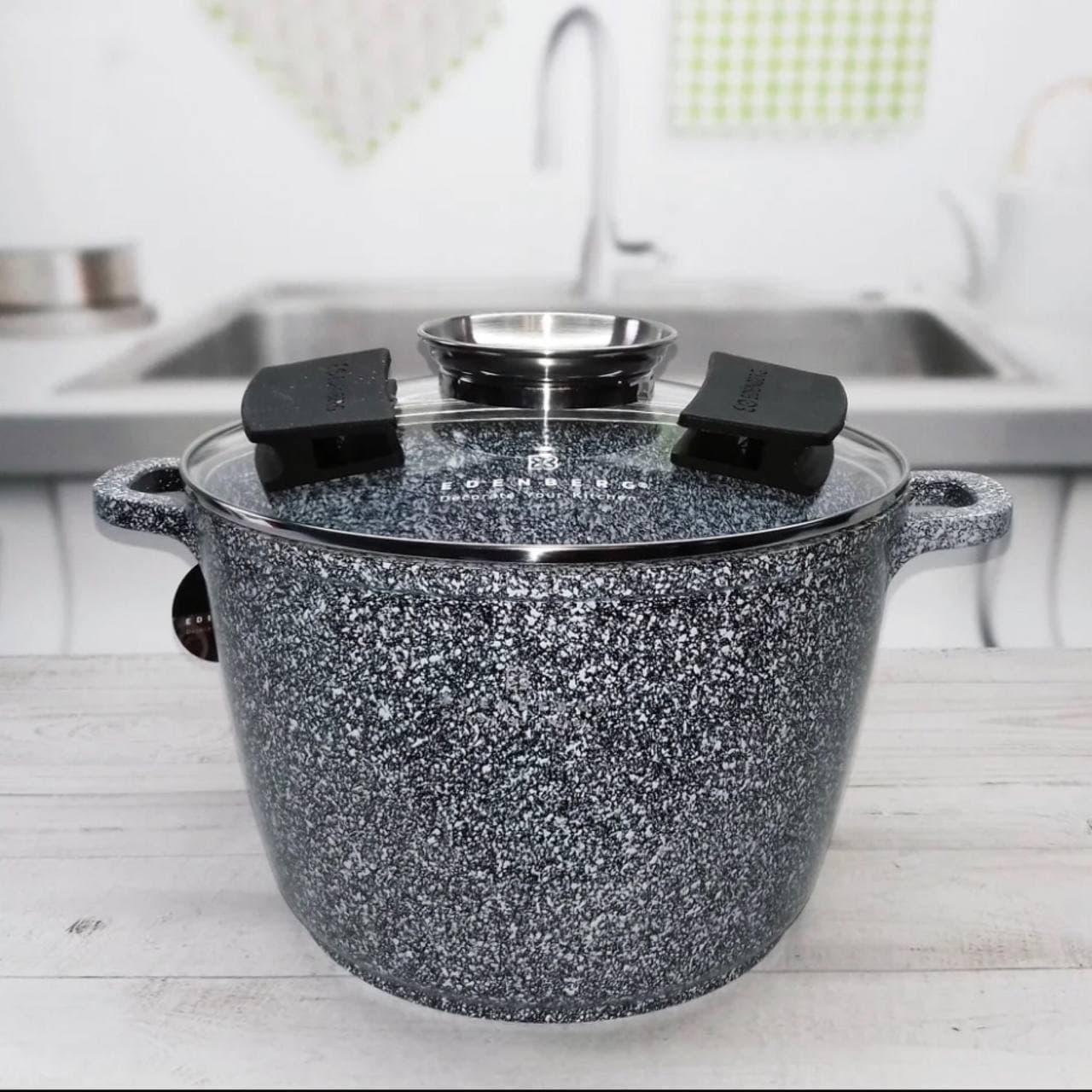 Каструля-казан з гранітним антипригарним покриттям 10.2 л 28 см Edenberg EB-8009 Індукційне дно, фото 1