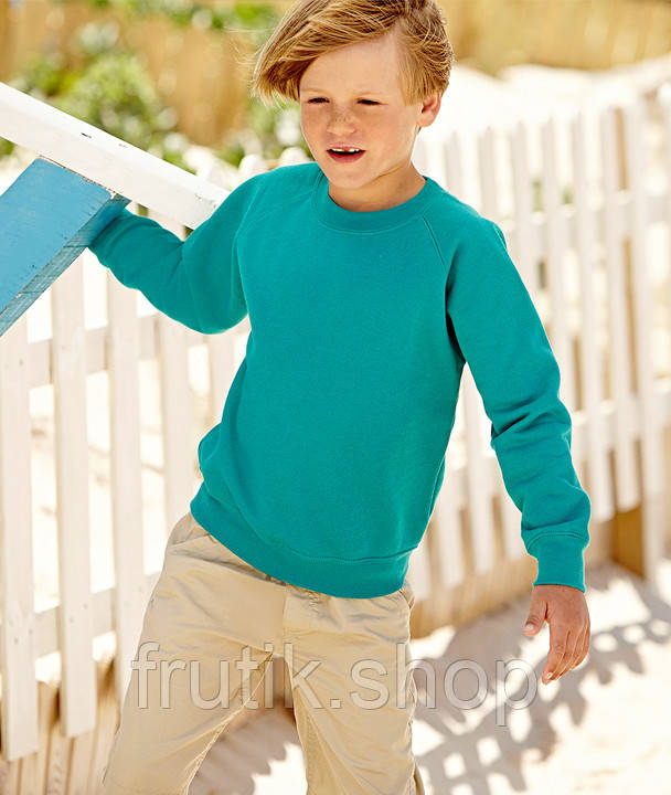 Дитячий Світшот на тонкому флісі Реглан Classic raglan sweat kids унісекс Смарагдовий, 3-4