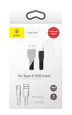 Кабель для зарядки телефона/ смартфона Baseus Tough Series USB - Type-C 2 A 1 м Чорний (CATZY-B01), фото 4