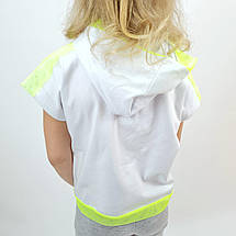 226-25бел Біла футболка топ для дівчинки Тм Miss Feriha з капюшоном, фото 4