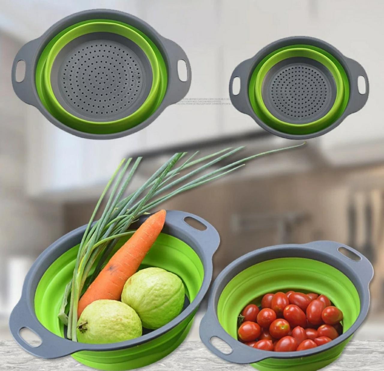 Друшляк силіконовий складаний. Зелений, фото 1