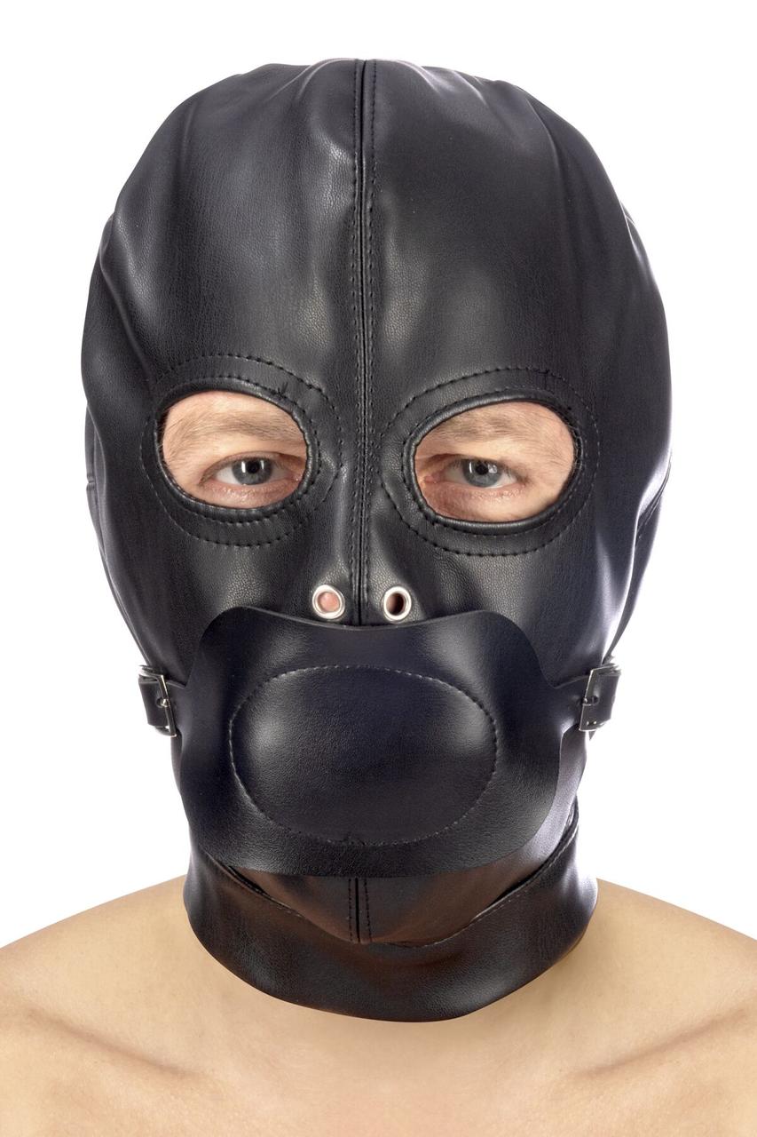 Капюшон з кляпом для БДСМ Fetish Tentation BDSM in hood leatherette with removable gag, фото 1