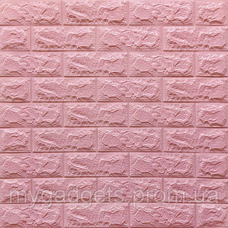 Декоративна 3D панель самоклейка під цеглу Рожевий 700х770х7мм (004-7), фото 2